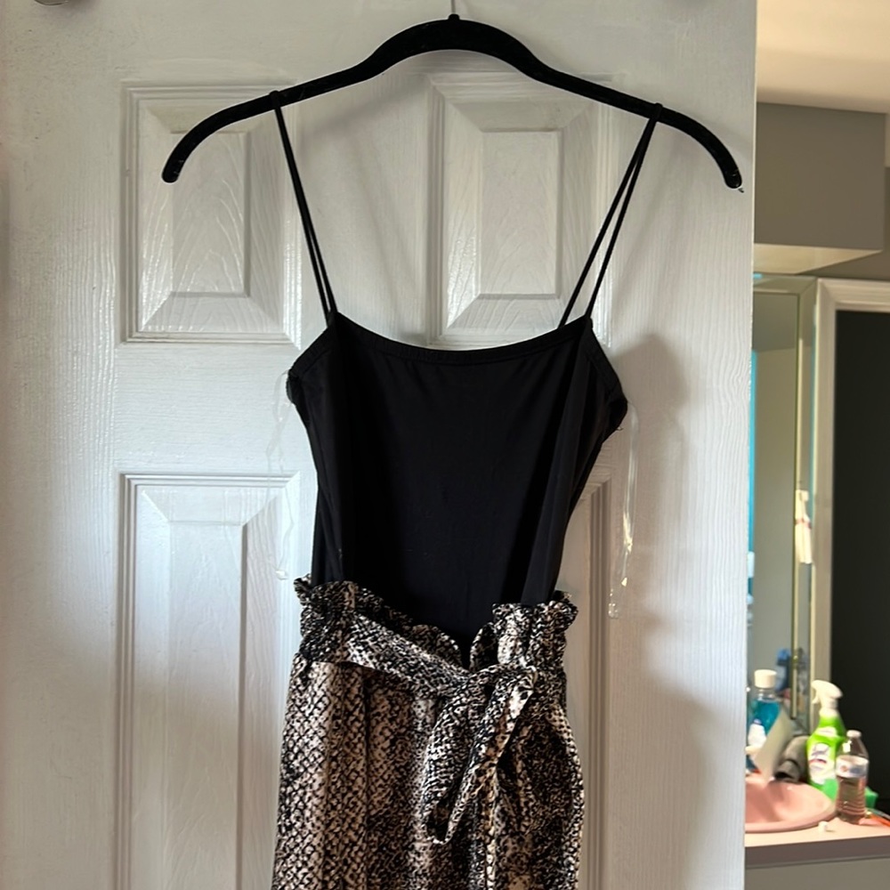 Snake print jumpsuit with ties